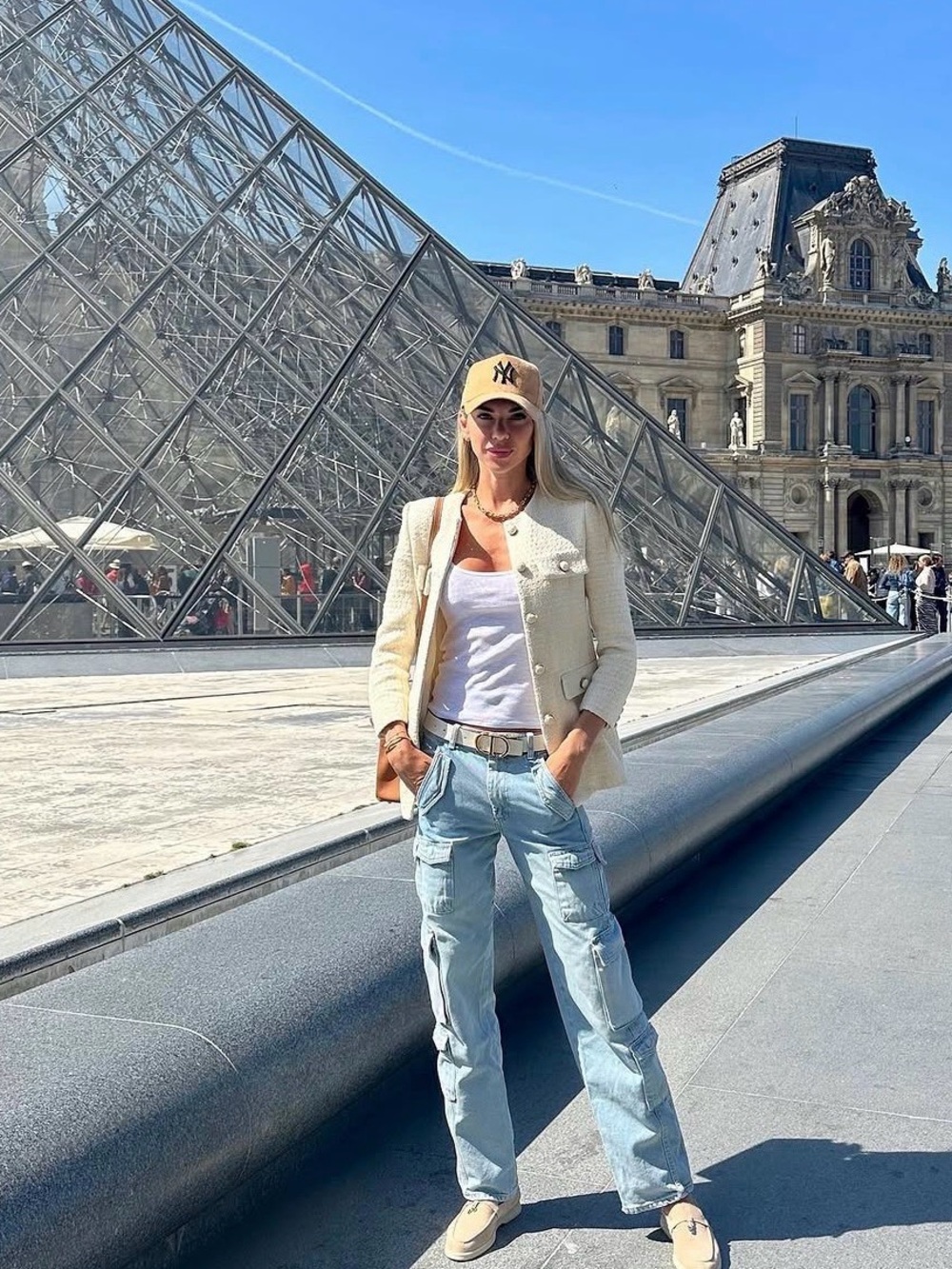 Zara Light Blue Boyfriend Cargo Jeans